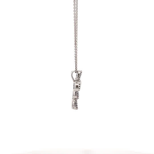 Vardy's Collection Oval Sapphire and Round Diamond Cable Link Pendant Necklace in 14K White Gold (1.16ct) - My Store