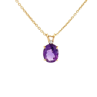Cable Link Amethyst Pendant in yellow gold (230-01469) - Vardy's Jewelers - Cupertino CA