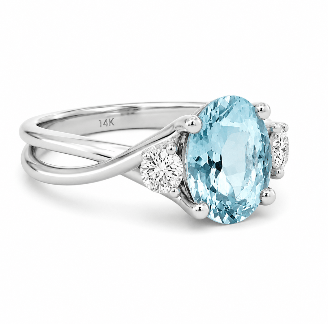 Aquamarine & Diamond Fashion Ring in White Gold (200-01320)