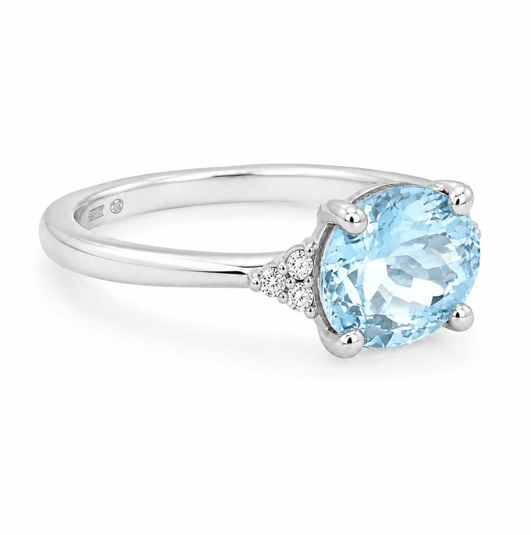 Aquamarine & Diamond Fashion Ring in White Gold (200-01344)
