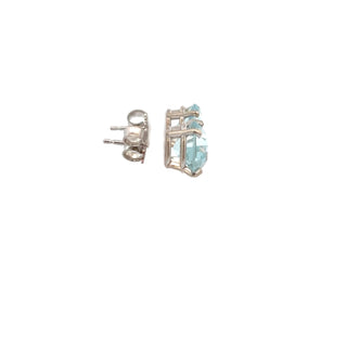 Aqua Marine Stud Earrings in 14 Karat White gold