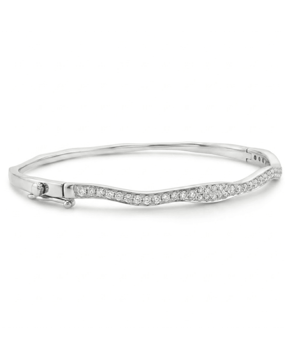 Bangle Bracelet with Diamonds in White gold (170-00748)