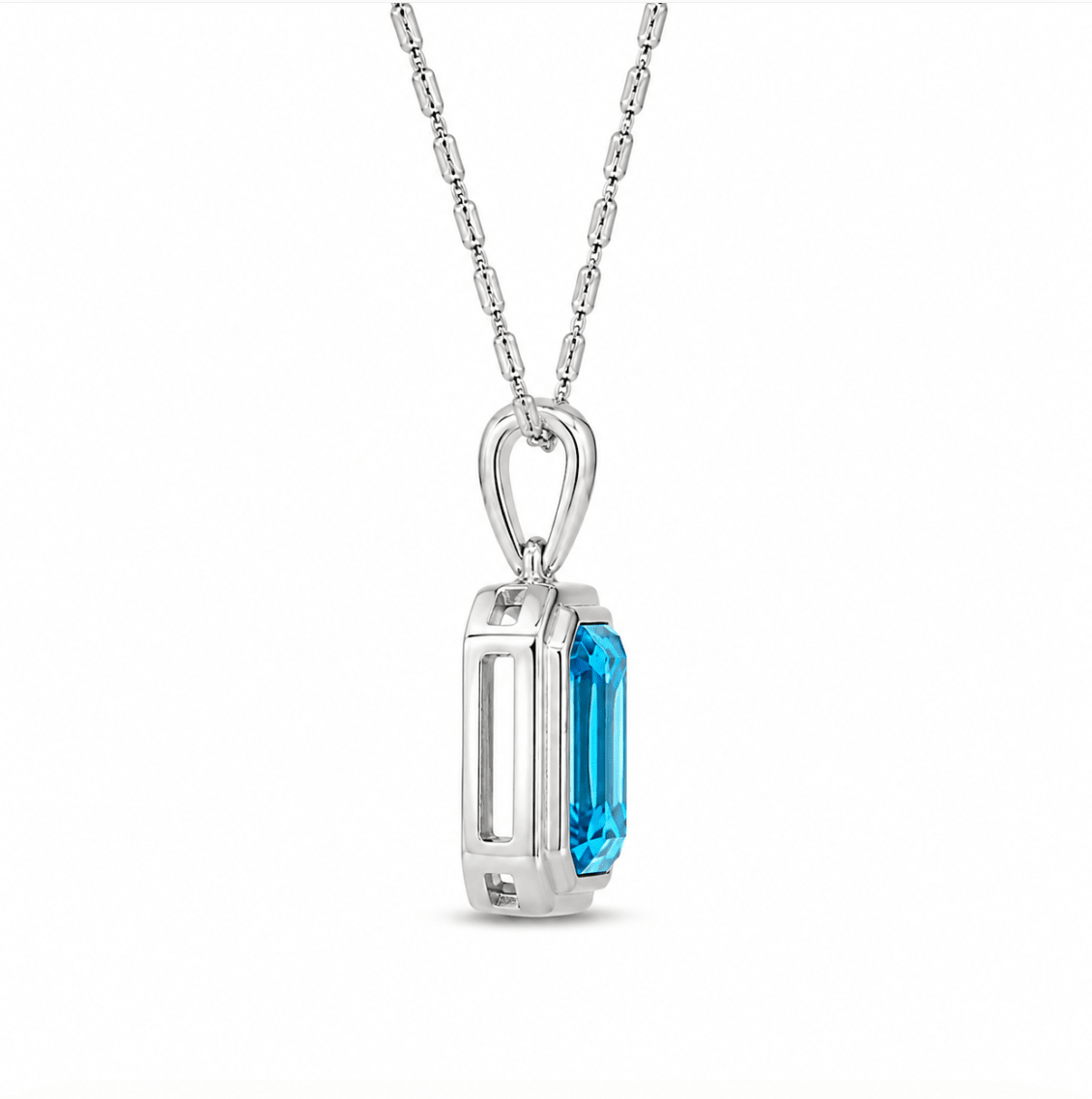 Bezel Setting Topaz Pendant in white gold (230-01420)