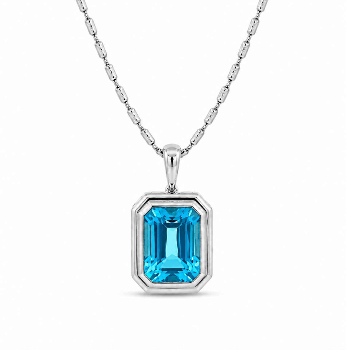 Bezel Setting Topaz Pendant in white gold (230-01420)