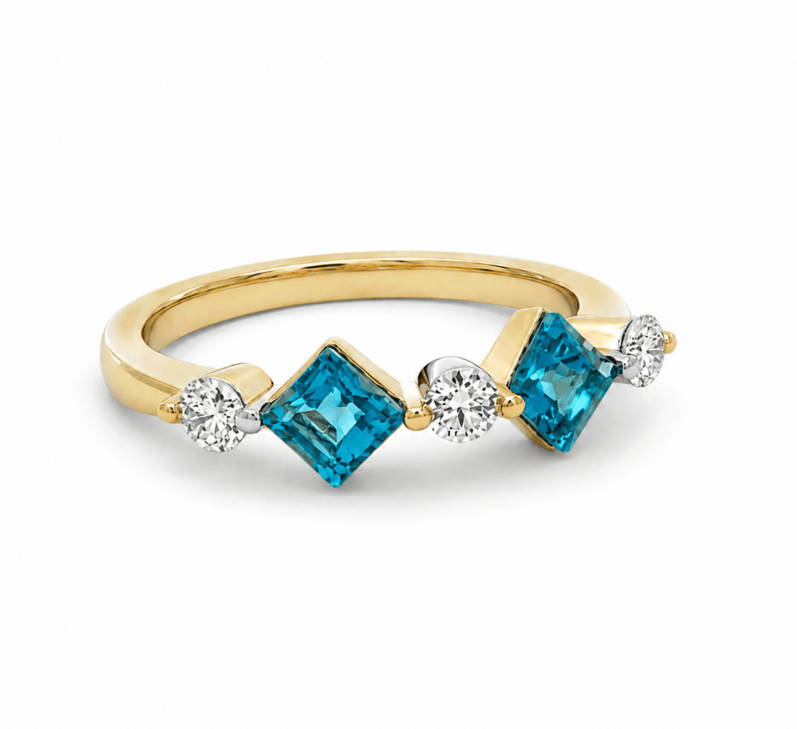 Blue Topaz & Diamond Fashion Ring in Yellow Gold (200-01325)