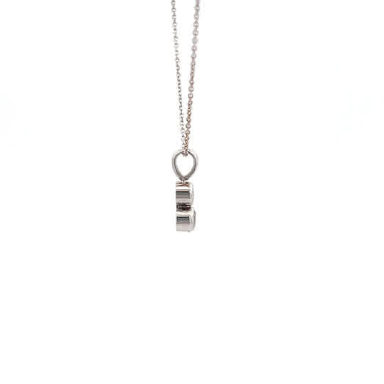 Vardy's Collection Round Diamond and Rectangular Cushion Sapphire Drop Pendant Necklace in 14K White Gold (0.4ct) - My Store