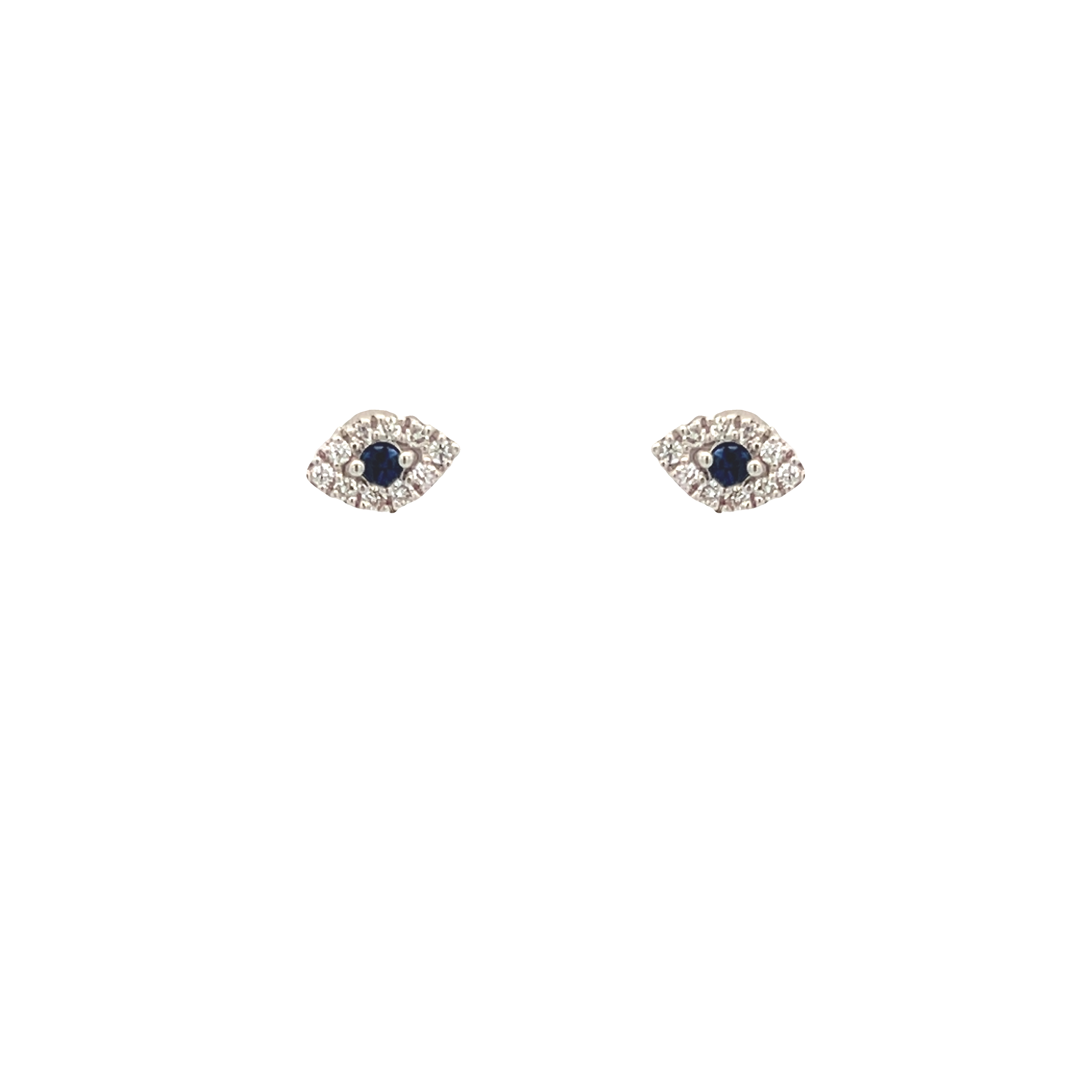 Vardy's Collection Round Sapphire and Diamond Stud Earrings in 18K White Gold (0.18ctw) - My Store
