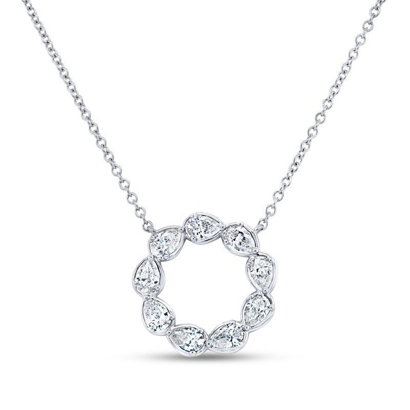 Circular Diamond Bezel Set Pendant in White Gold (160-33606)
