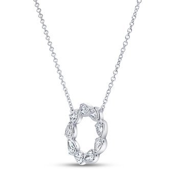 Circular Diamond Bezel Set Pendant in White Gold (160-33606)