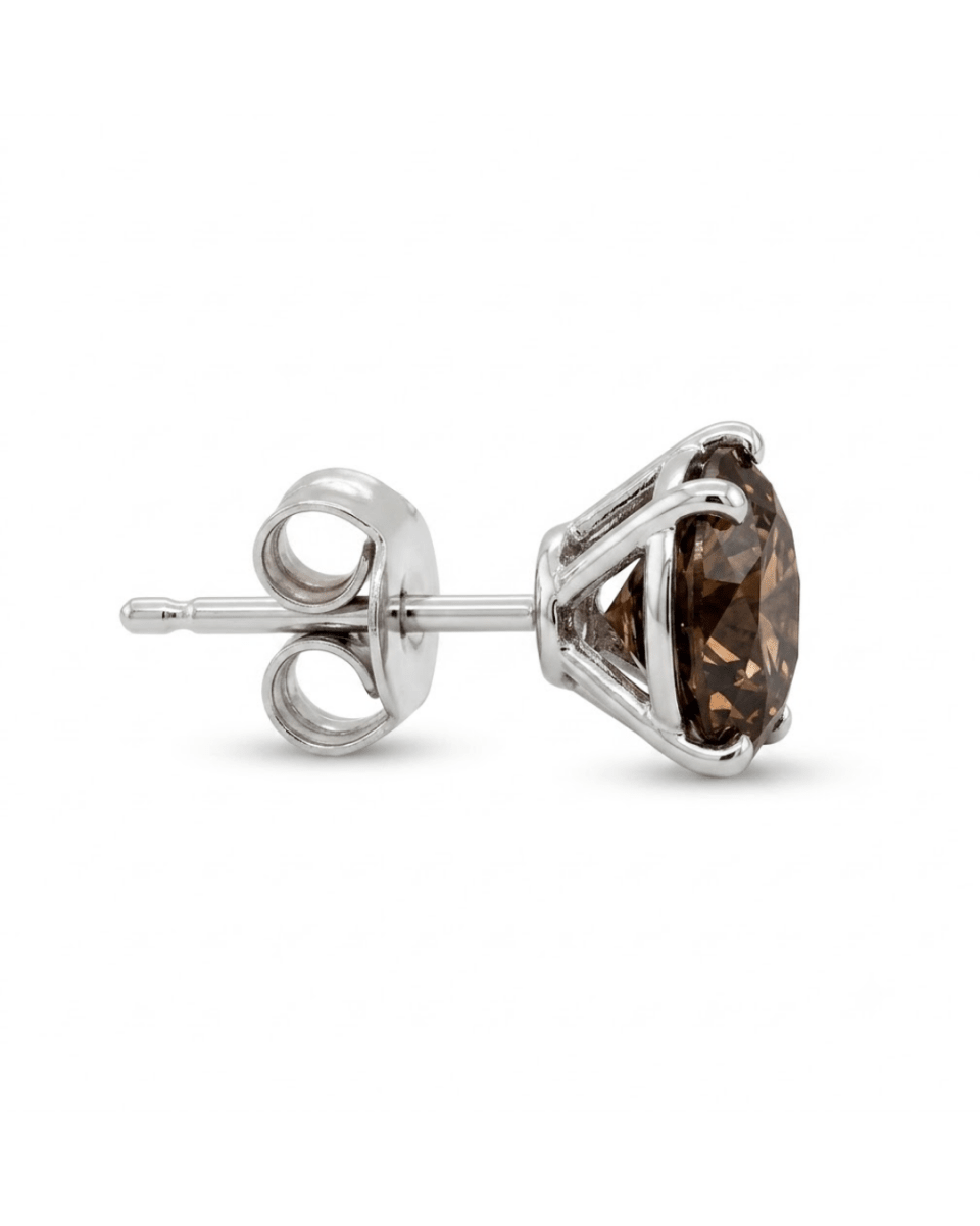 Cognac Diamond Stud Fashion Earrings in White Gold (150-01992)