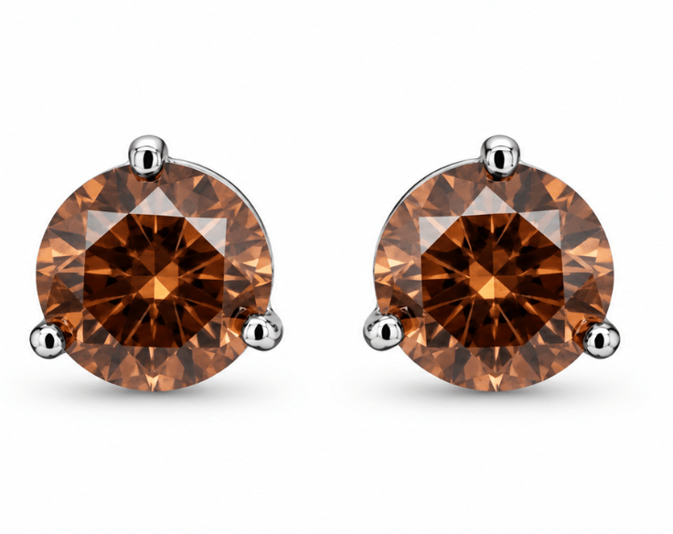 Cognac Diamond Stud Fashion Earrings in White Gold (150-01992)