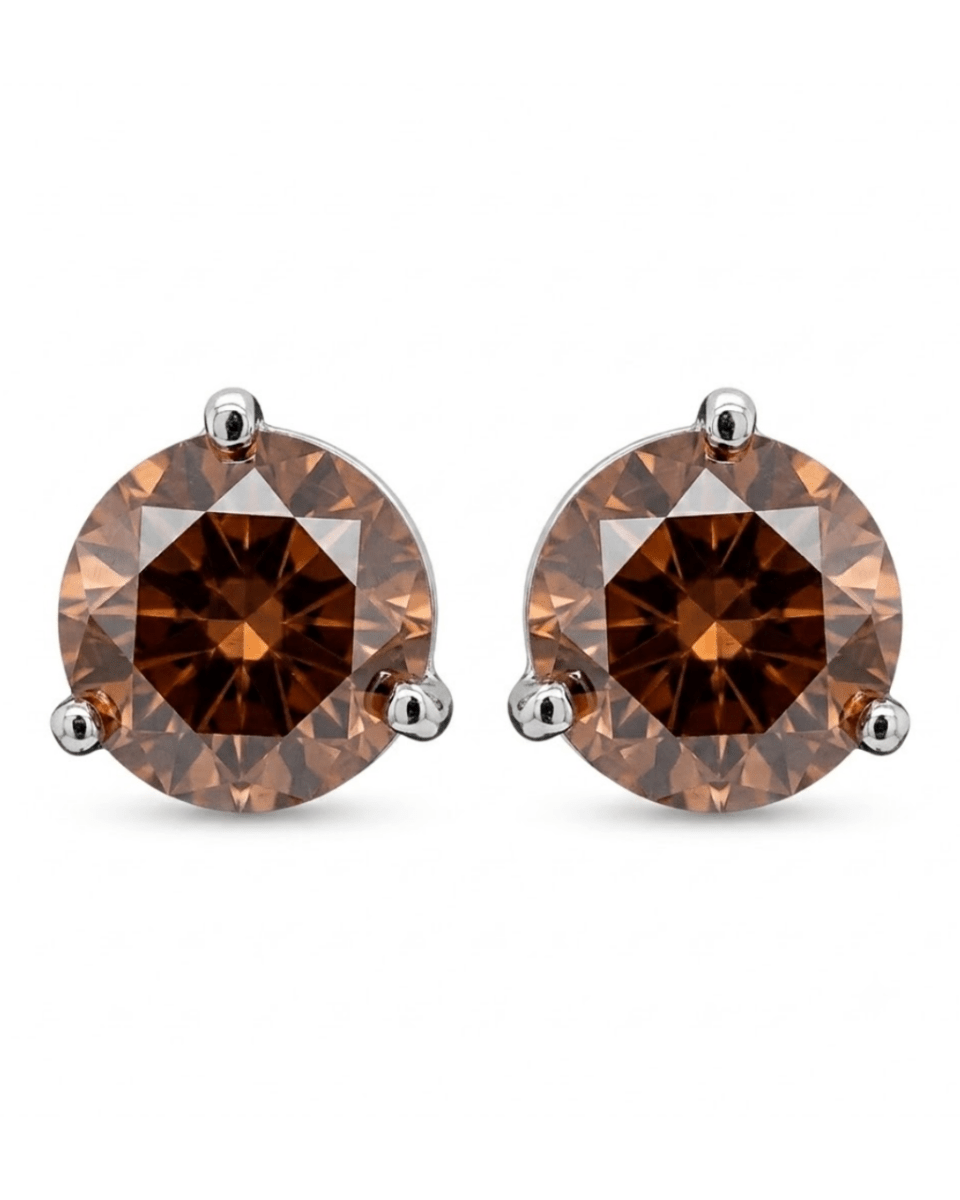 Cognac Diamond Stud Fashion Earrings in White Gold (150-01992)