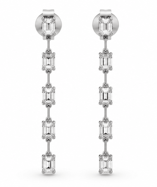 Dangle Diamond Earrings In White Gold (152-00490)