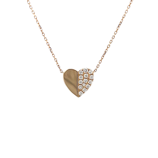 Vardy's Collection Open Link Heart Pendant with Round Diamonds in 14K Yellow Gold (0.27ct) - My Store