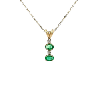 Freeform Pendant with Oval Emeralds and Diamonds (230-01429) - My Store