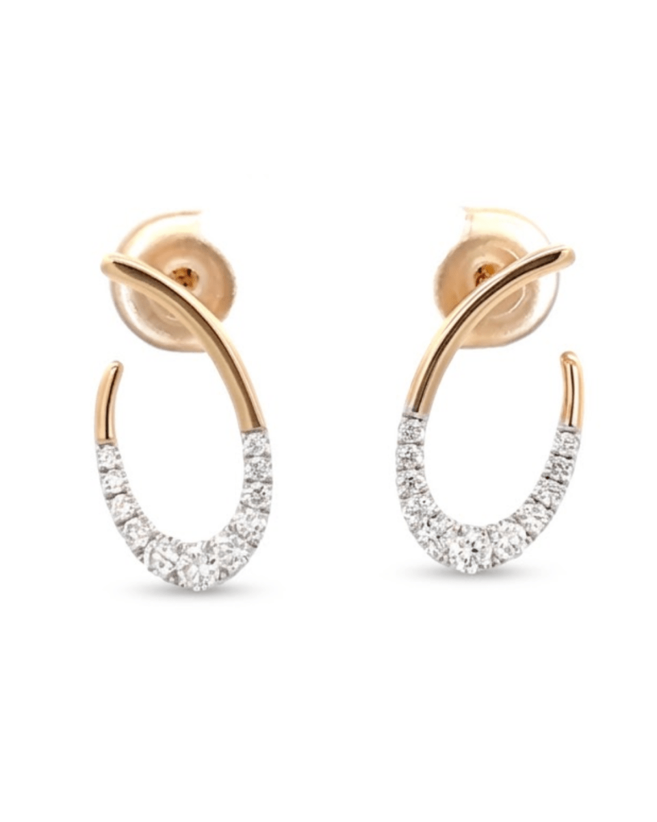 Dia Oval Open Diamond Hoops in Yellow Gold (152-33206)