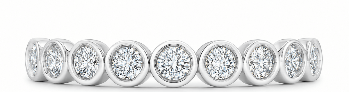 Diamond Bezel Set Wedding Band in White Gold (110-33605)