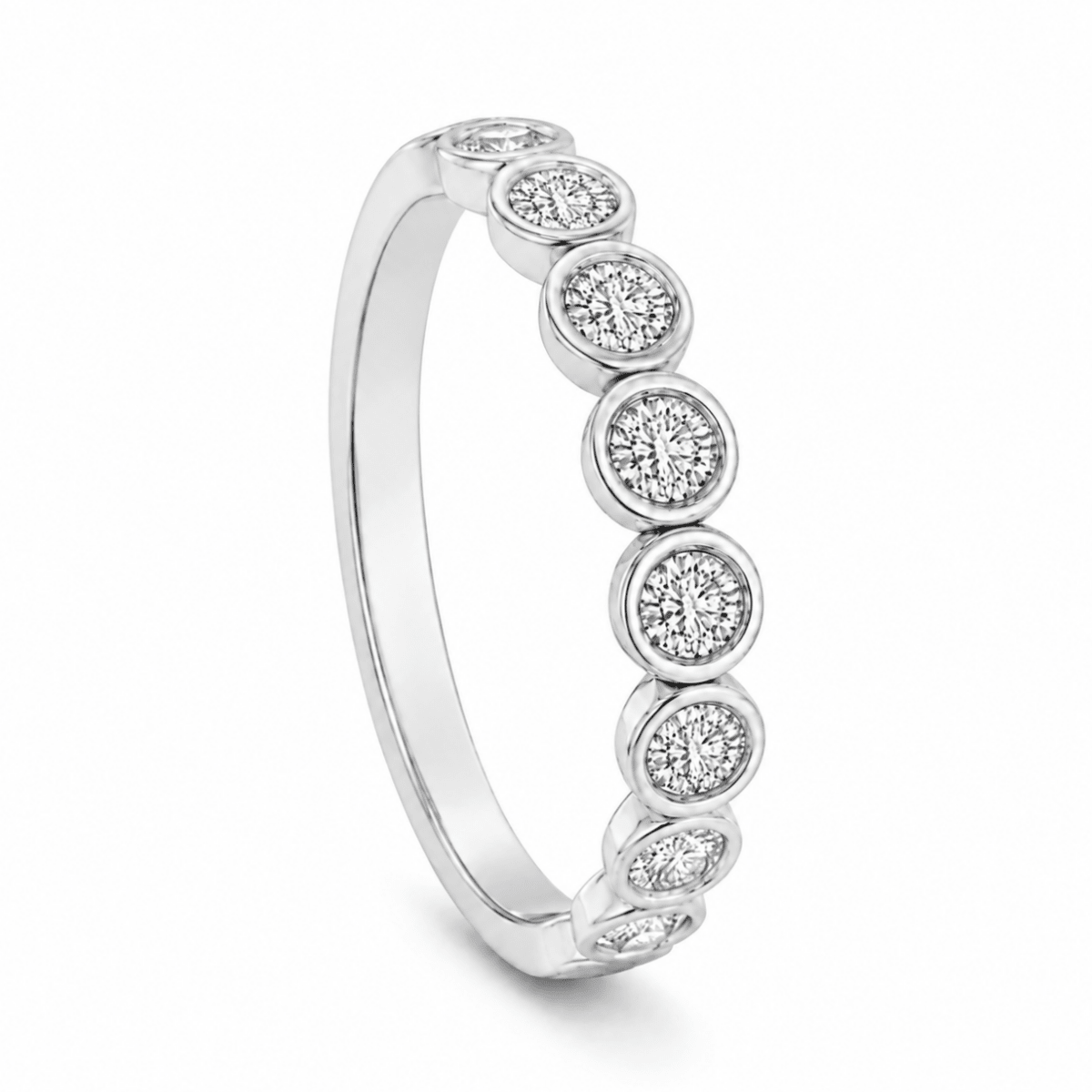 Diamond Bezel Set Wedding Band in White Gold (110-33605)
