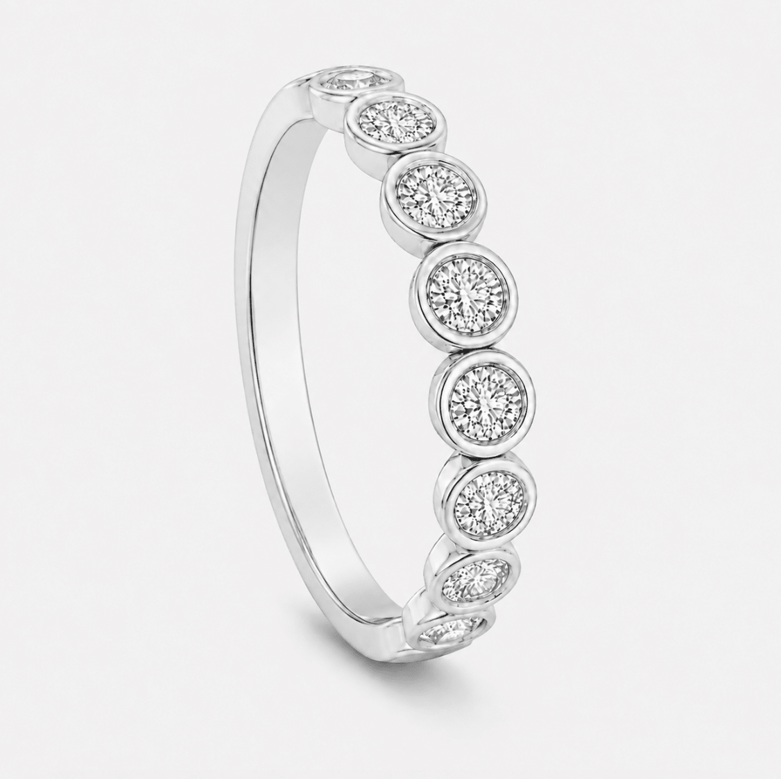 Diamond Bezel Set Wedding Band in White Gold (110-33605)