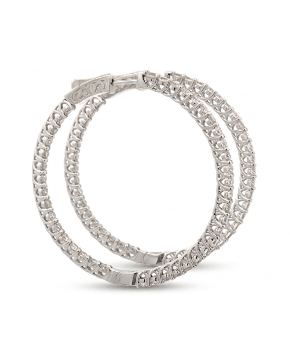 Diamond Hoop Earrings in White Gold (152-00407)