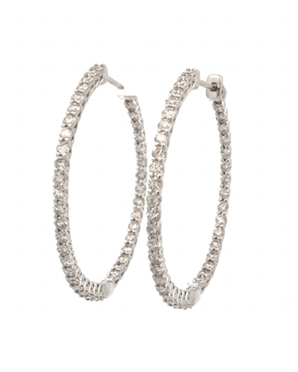 Diamond Hoop Earrings in White Gold (152-00407)