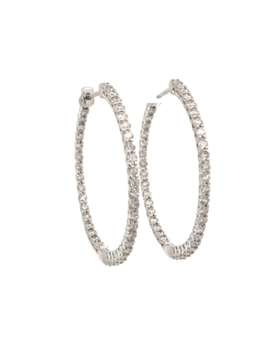 Diamond Hoop Earrings in White Gold (152-00407)