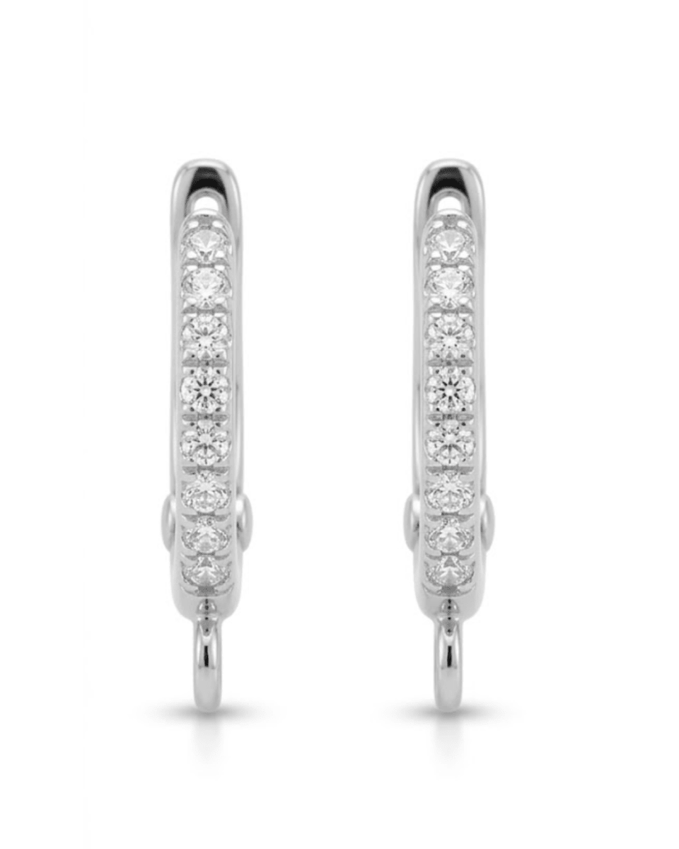 Diamond Hoop Earrings in White Gold (210-01641)