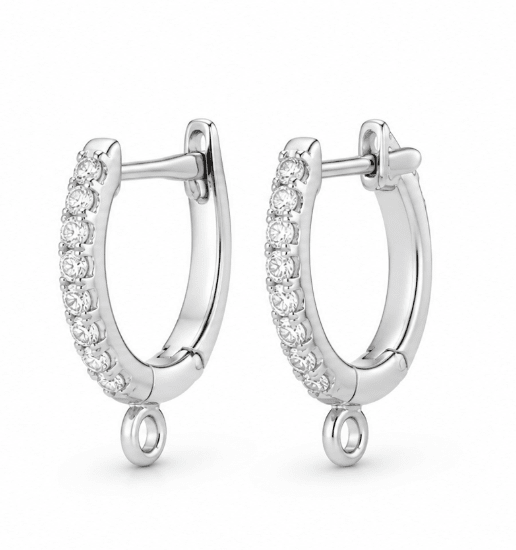 Diamond Hoop Earrings in White Gold (210-01641)