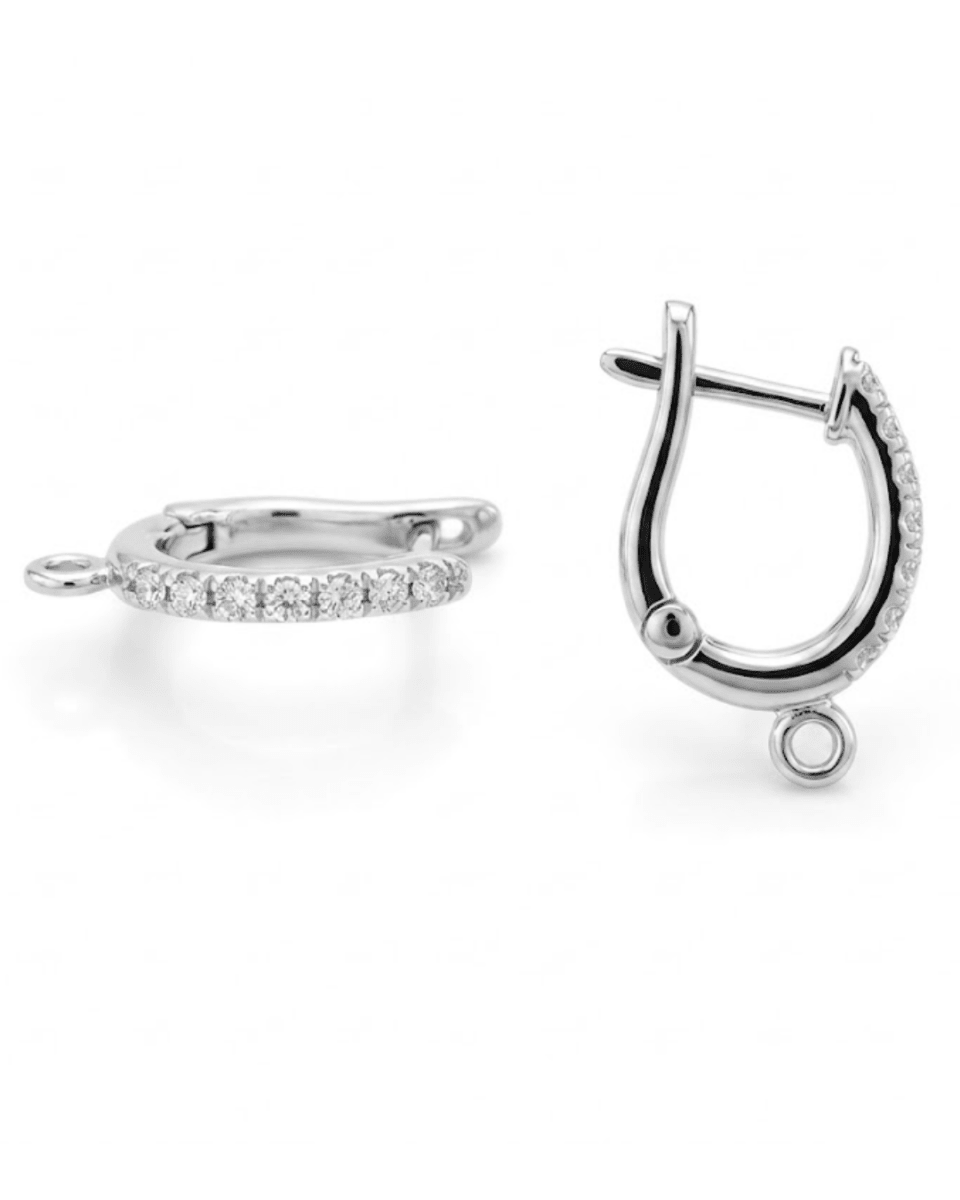 Diamond Hoop Earrings in White Gold (210-01641)