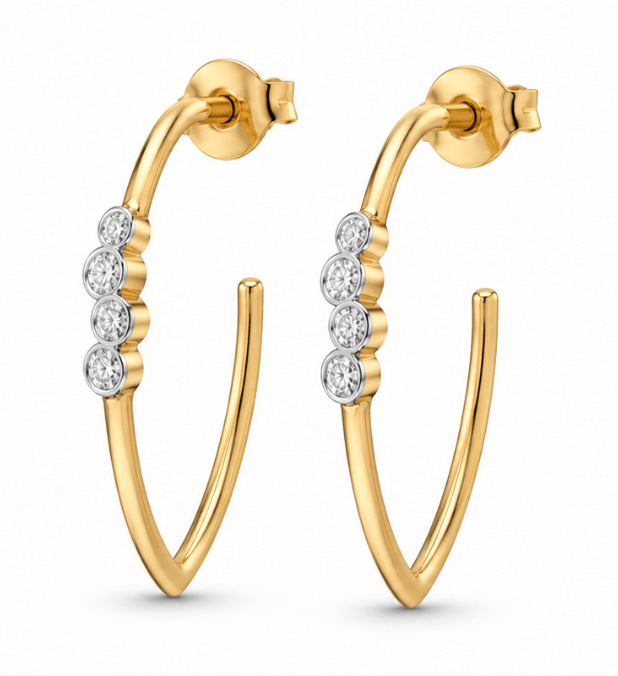 Diamond Hoop Earrings in Yellow Gold (152-00480)