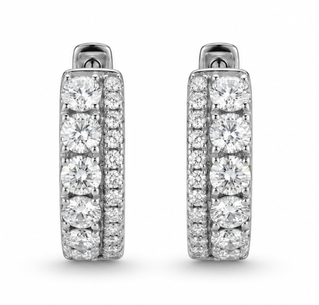 Diamond Huggie Earrings in White Gold (152-00486)