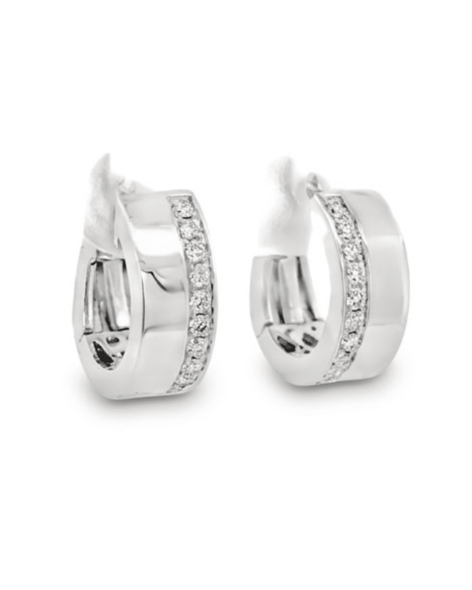 Diamond Huggie Earrings in White Gold (210-33199)