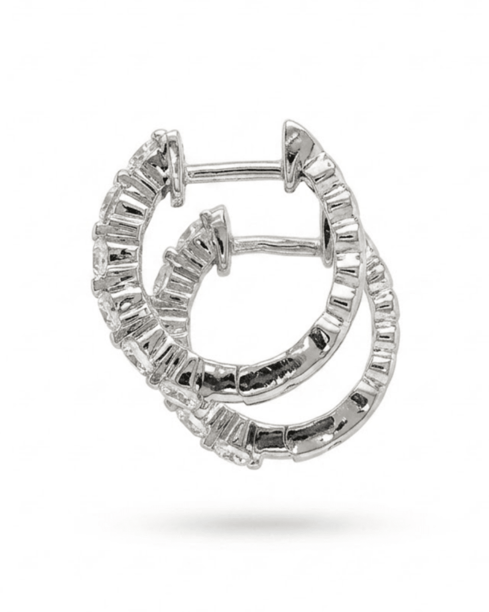 Diamond Huggies in White Gold(152-33646) - Vardy's Jewelers - Cupertino CA