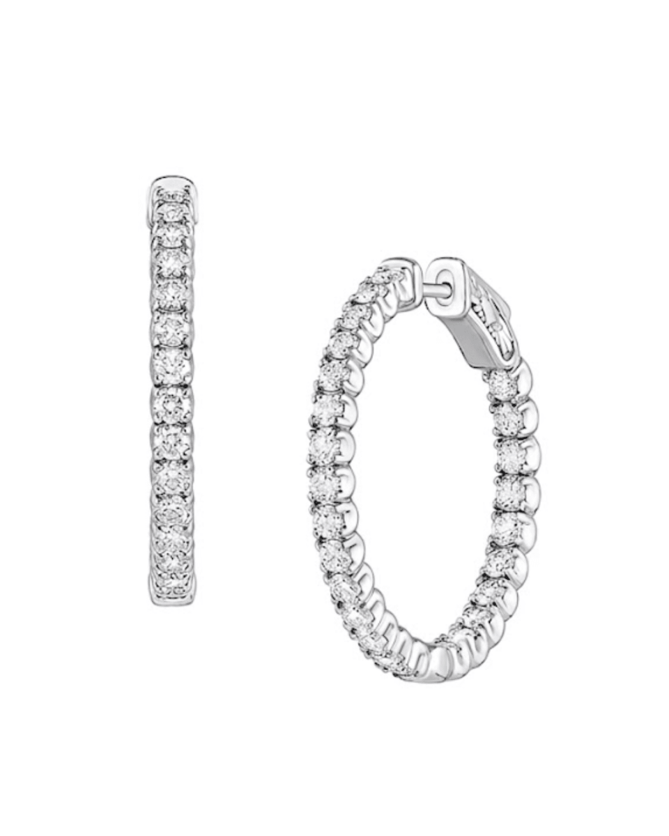 Diamond Inside Out Hoop Earrings in White Gold (152-00469)