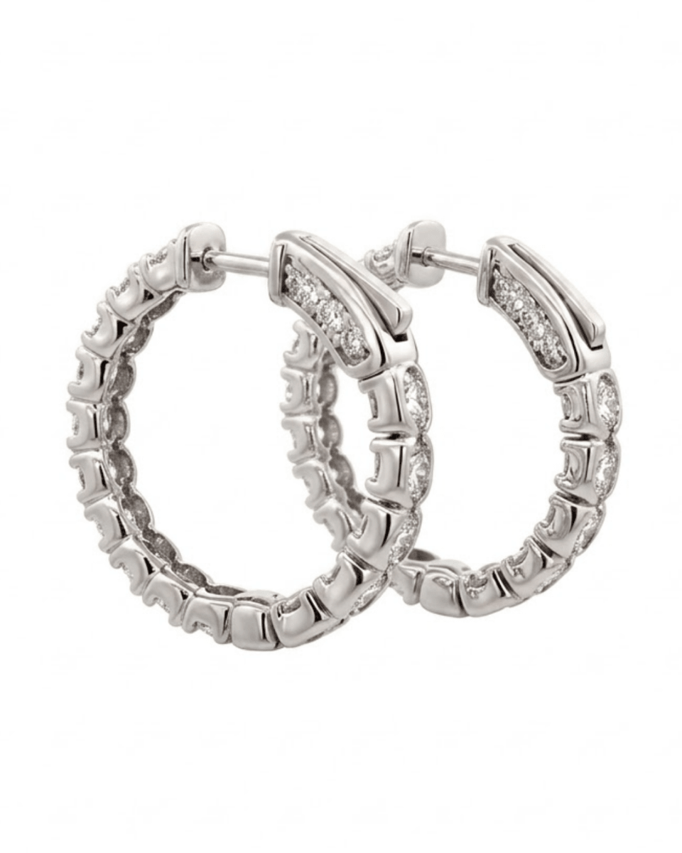 Diamond Inside Out Hoop Earrings in White Gold (152-00469)