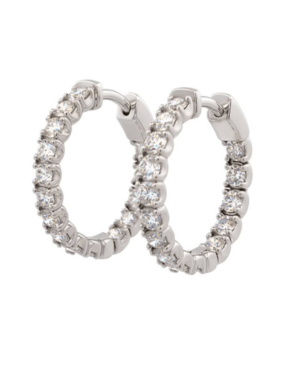 Diamond Inside Out Hoop Earrings in White Gold (152-00469)