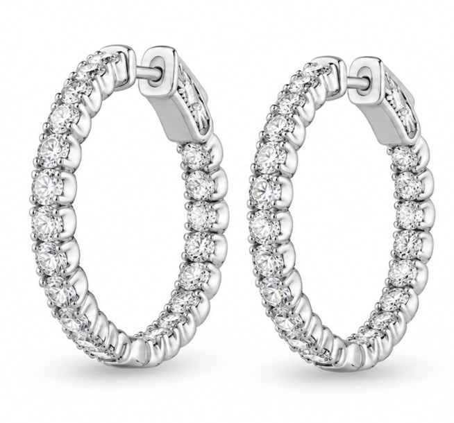 Diamond Inside Out Hoop Earrings in White Gold (152-00469)