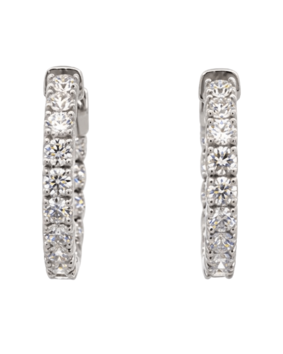 Diamond Inside Out Hoop Earrings in White Gold (152-00469)