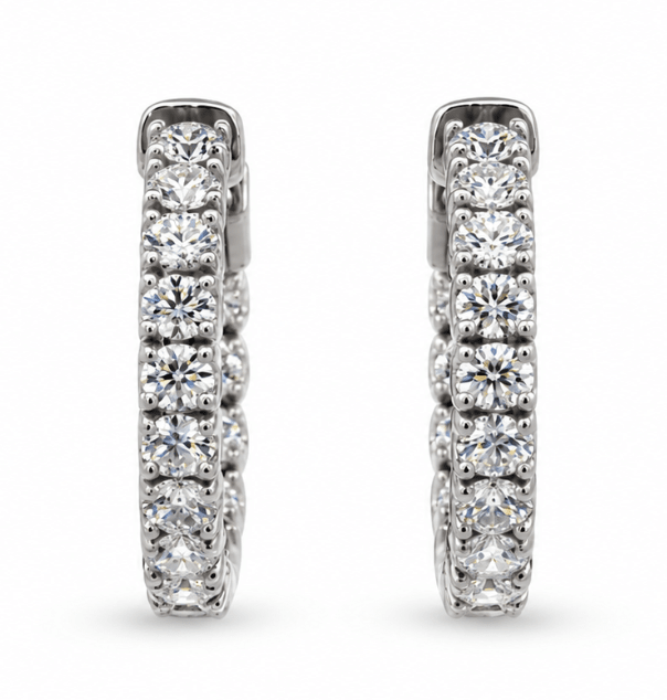 Diamond Inside Out Hoop Earrings in White Gold (152-00469)