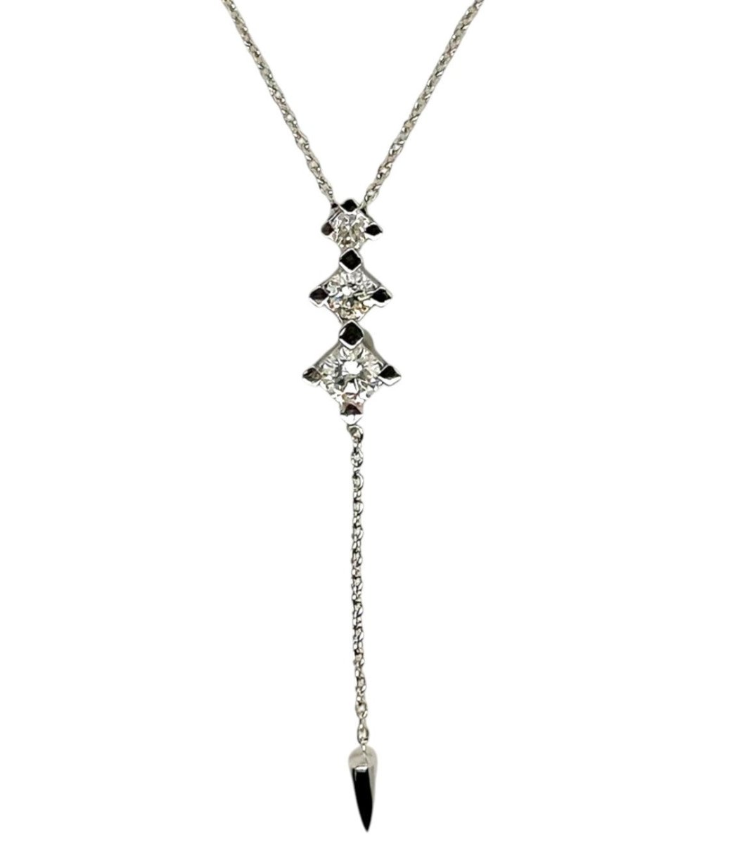 Diamond Lariat Pendant in White Gold (160-33218)