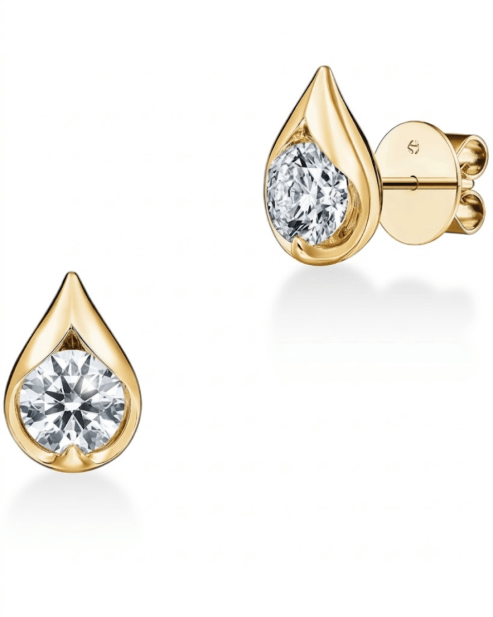 Droplet Stud Diamond Fashion Earrings in Yellow Gold (150-02103)