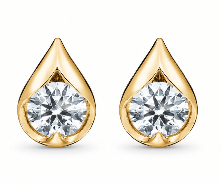 Droplet Stud Diamond Fashion Earrings in Yellow Gold (150-02103)