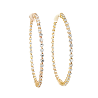 Vardy's Collection Round Diamond Large Hoop Earrings in 14K Yellow Gold (4ct)