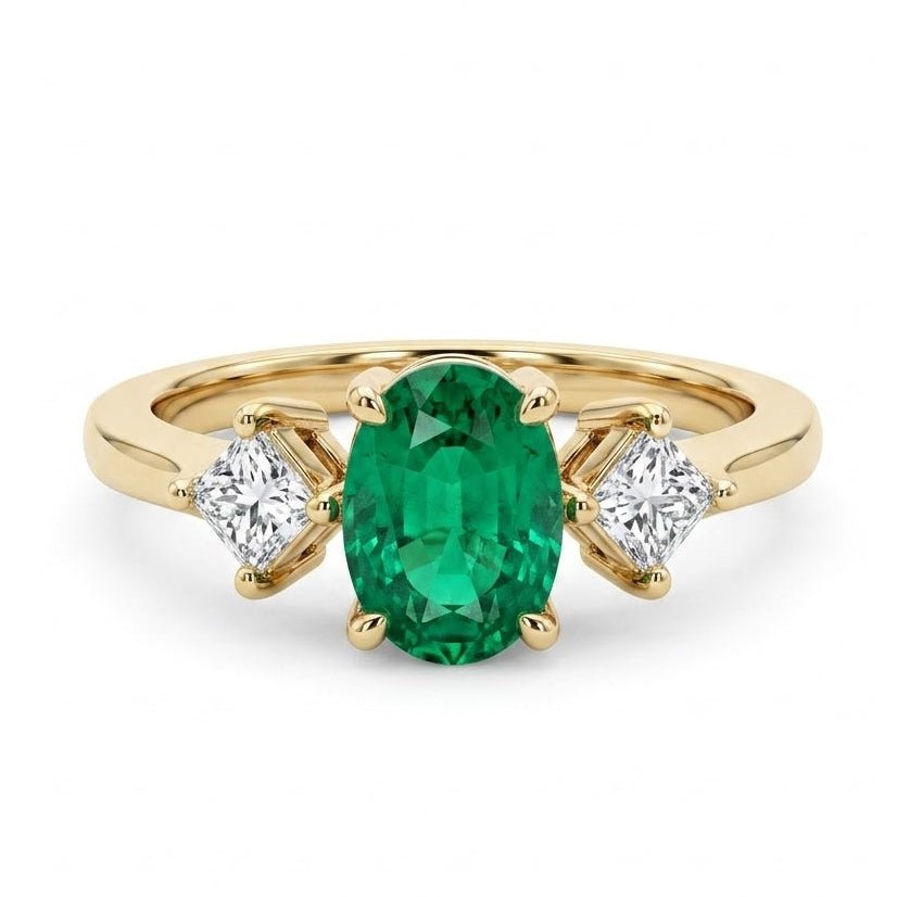 Emerald and Diamond Fashion Ring in 14K Yellow Gold (200 - 33166)