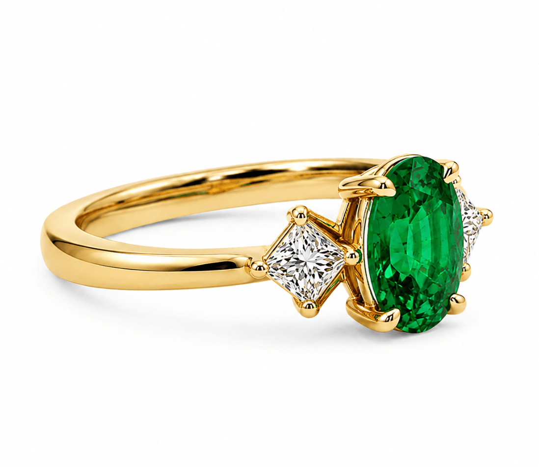 Emerald and Diamond Fashion Ring in Yellow Gold (200-33166)