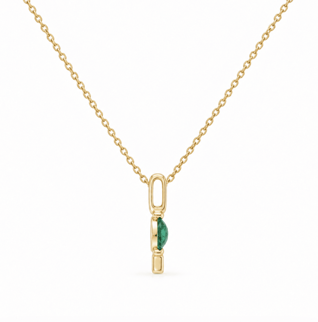 Emerald Bar Yellow Gold Pendant (230-33887)