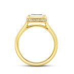 Emerald - Cut East - West Bezel Engagement Ring Setting with Hidden Halo in 14k Yellow Gold (100 - 00673)
