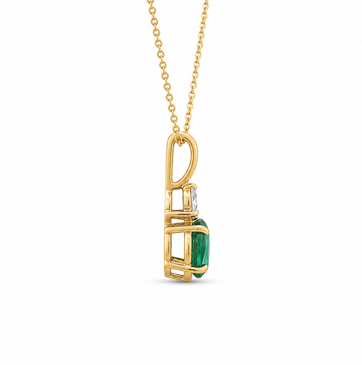 Emerald & Diamond Pendant in Yellow Gold (250-00022)