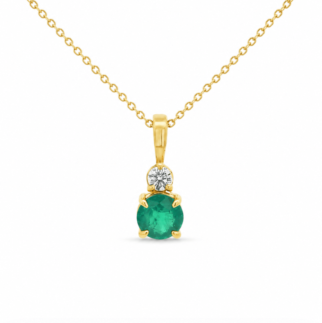 Emerald & Diamond Pendant in Yellow Gold (250-00022)