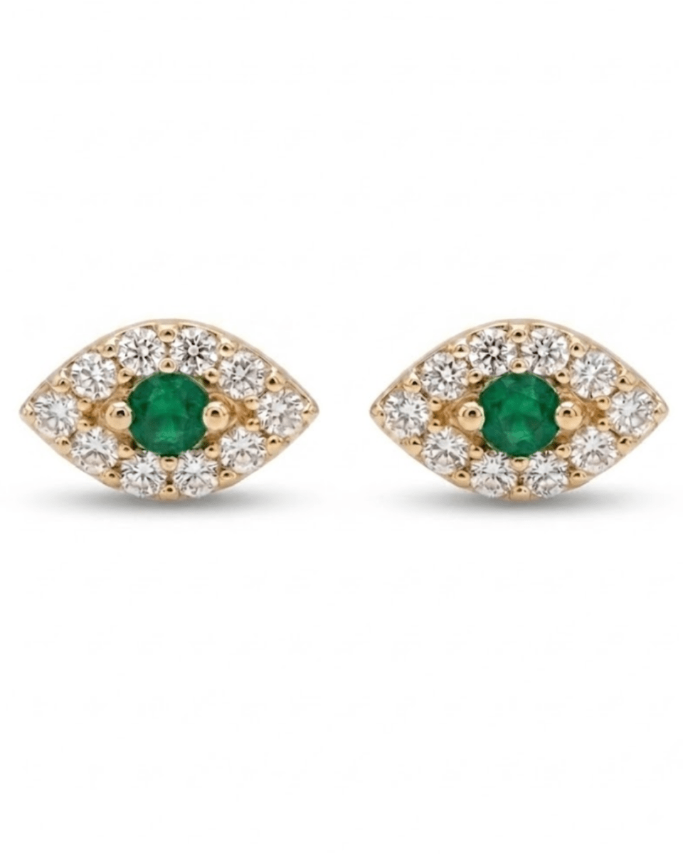 Emerald Stud Earrings in Yellow Gold (210-01647)